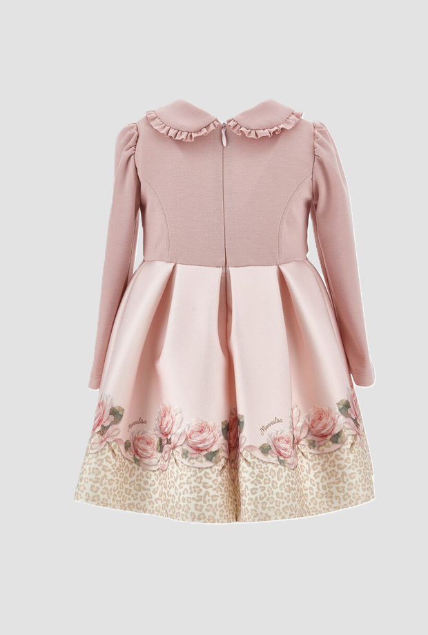 abito con applicazione floreale bambina rosa