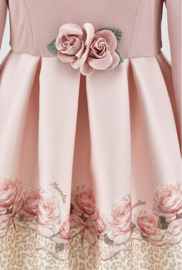abito con applicazione floreale bambina rosa