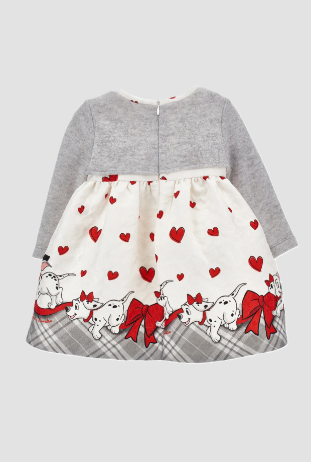 abito con coprispalle carica101 bambina panna-rubino