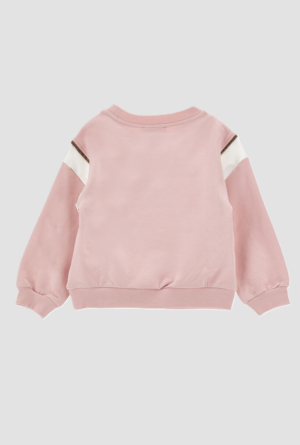 crew hals sweater met print jessie meisje roze