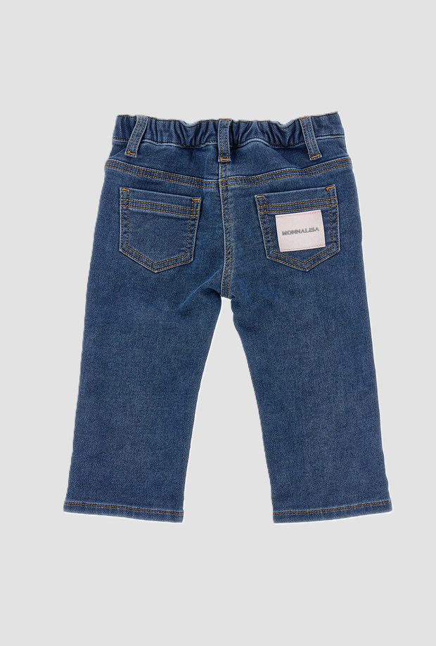 jeans con ricami rose bambina blu