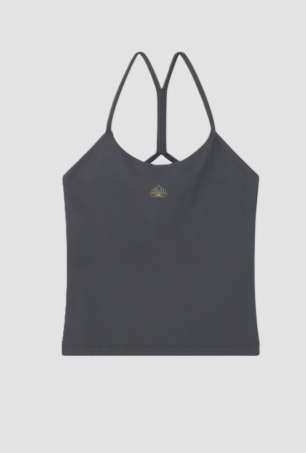 top with cross shoulder straps grey