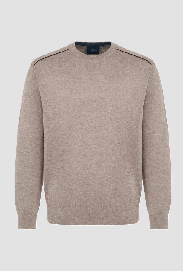 malla en lana pura con detalles hombre beige