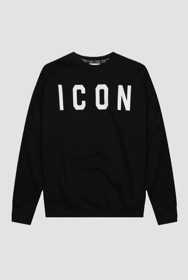 Crewneck tejer con logo hombre negro