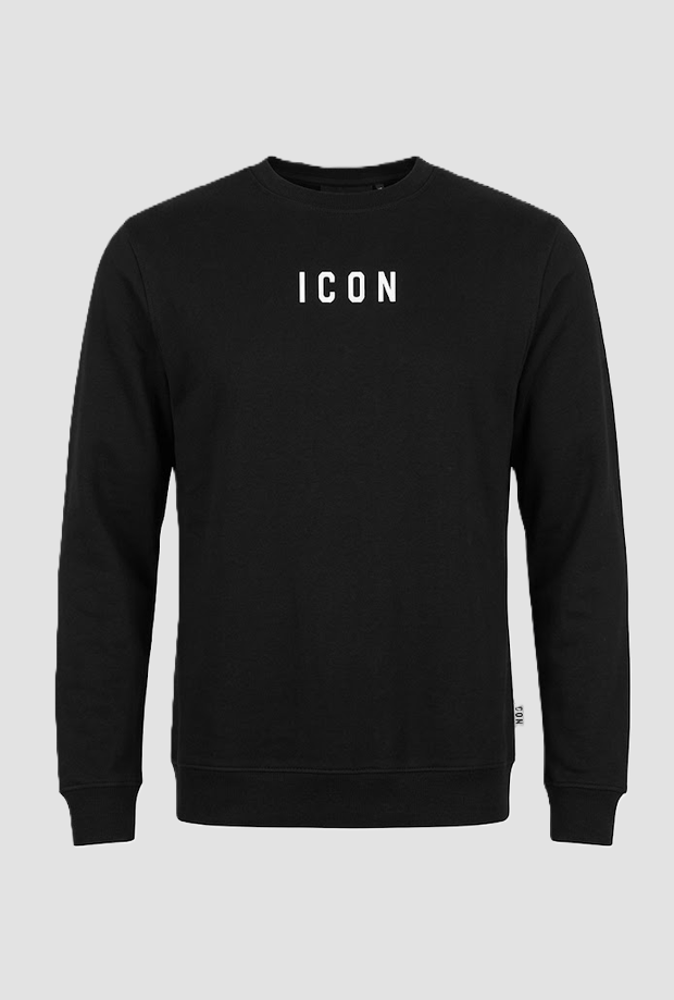 Crew hals sweater met voor/achter man logo zwart