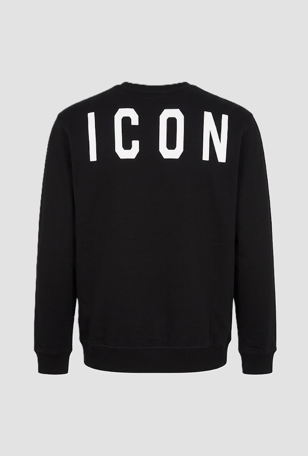 Crew hals sweater met voor/achter man logo zwart