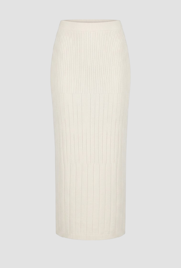 longuette skirt in ribbed white woman