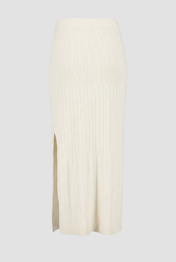 longuette skirt in ribbed white woman