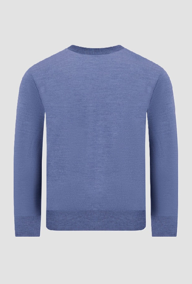 Mesh in reiner Wolle mit Details Mann blau