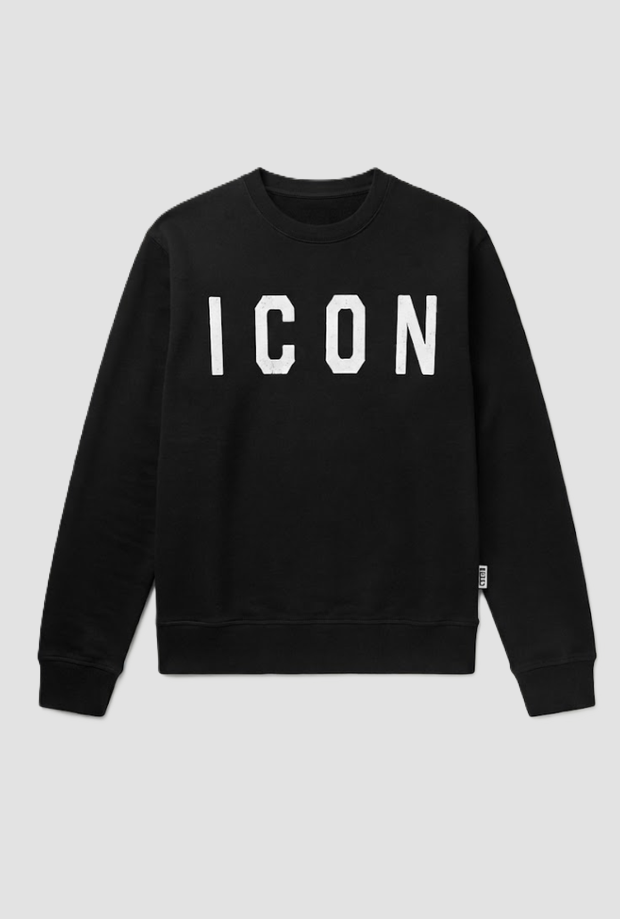 Camiseta Crewneck con logo hombre negro