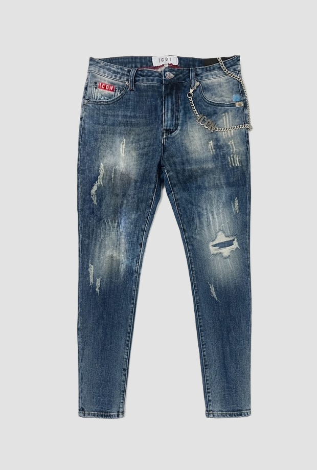 pantalones vaqueros ajustados con el logotipo de la espalda azul oscuro