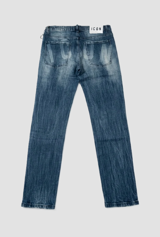 pantalones vaqueros ajustados con el logotipo de la espalda azul oscuro