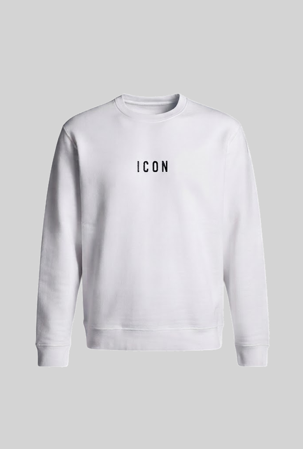 Crew neck sweatshirt with logo front/retro man white