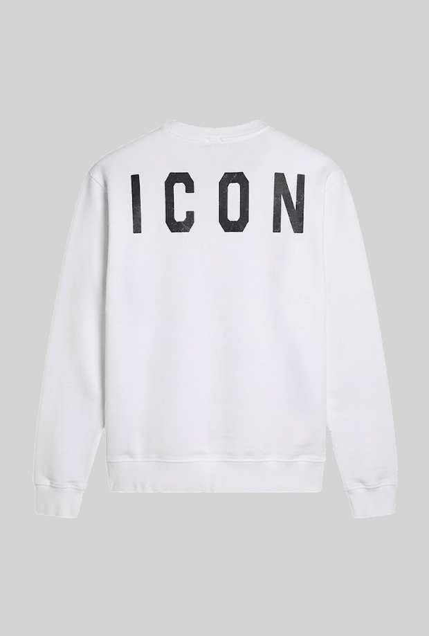 Crew neck sweatshirt with logo front/retro man white