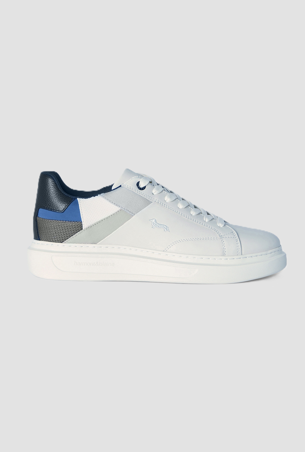 zapatos de cuero con parchework para hombres blanco