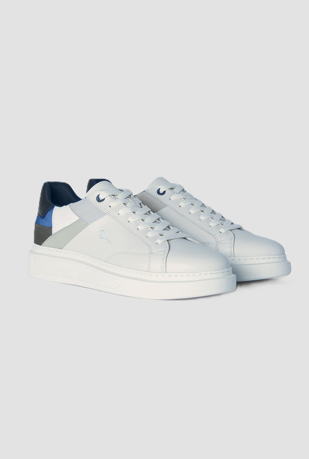zapatos de cuero con parchework para hombres blanco
