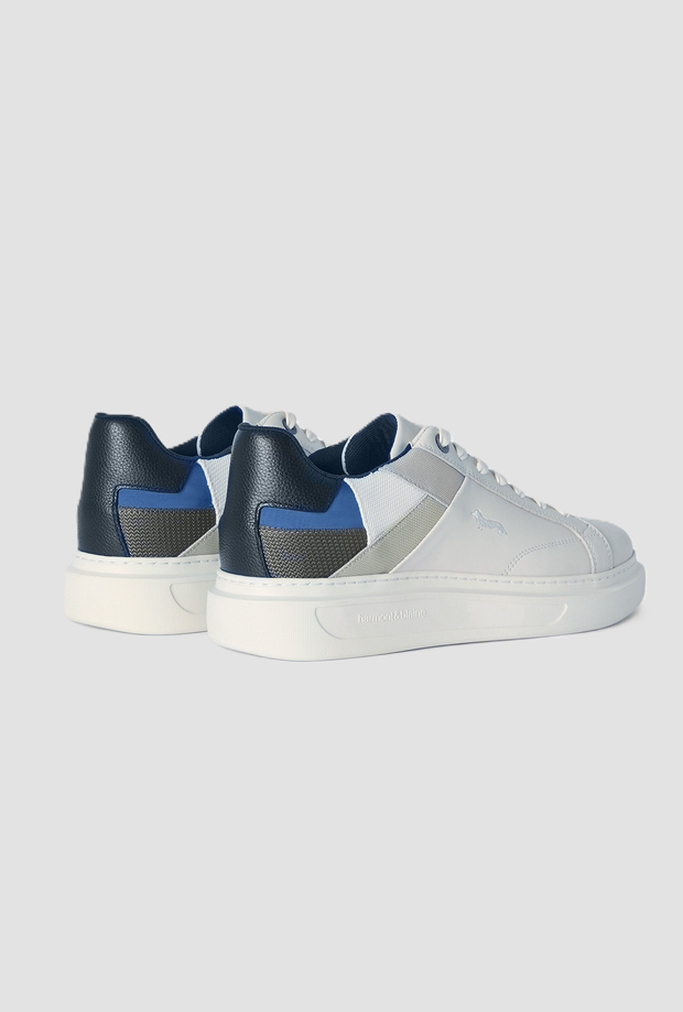 zapatos de cuero con parchework para hombres blanco