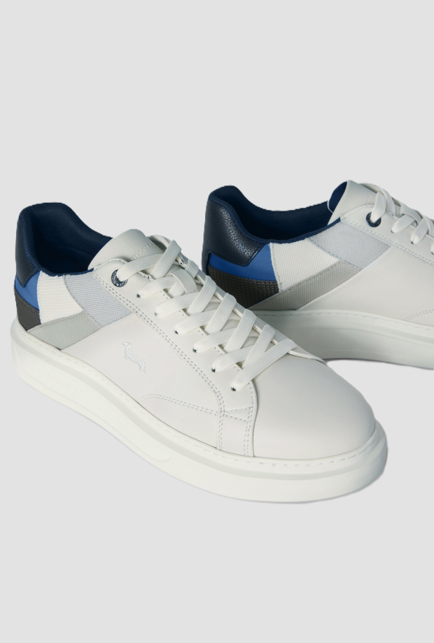 zapatos de cuero con parchework para hombres blanco