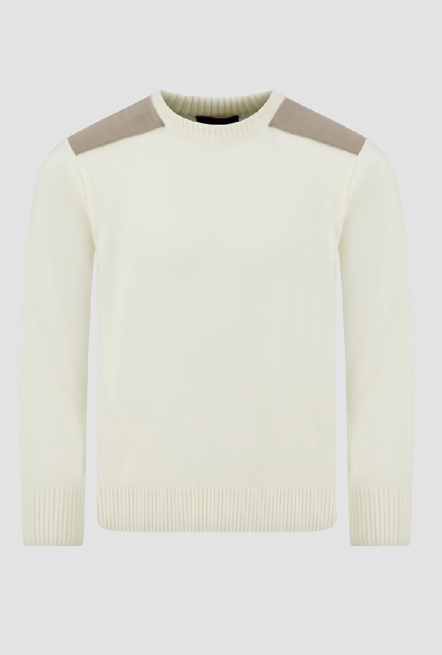 knitted wool with inserts man cream-beige