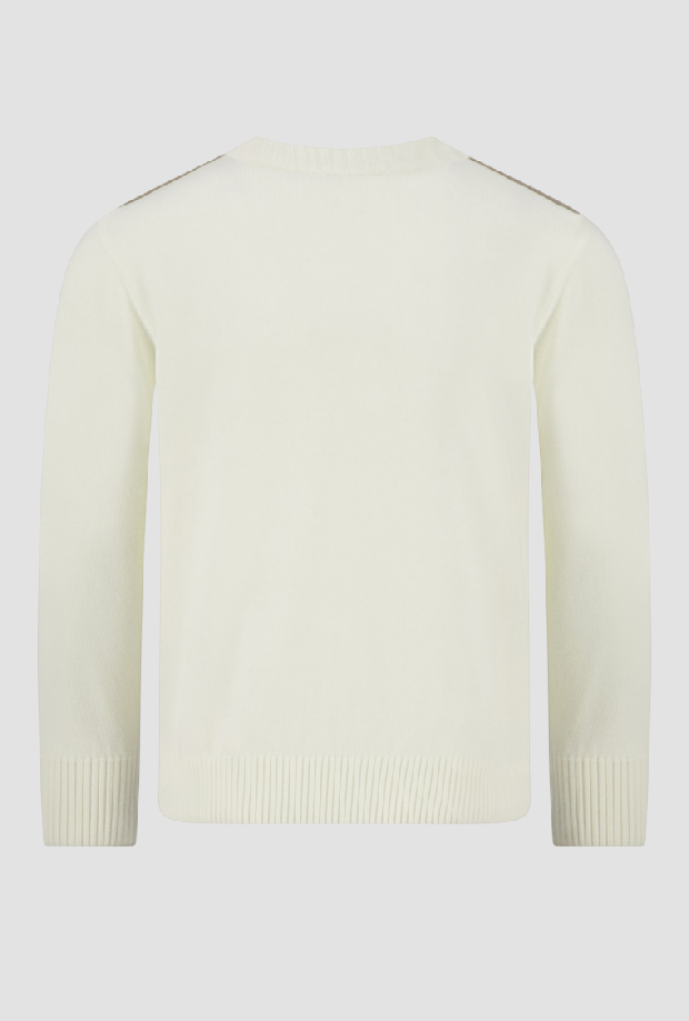 knitted wool with inserts man cream-beige