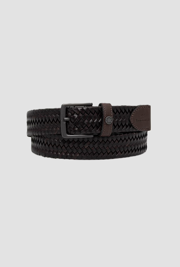 braided leather belt man brown
