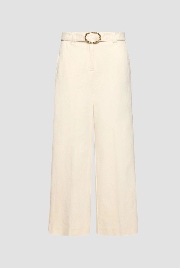 wide leg trousers with belt woman cream