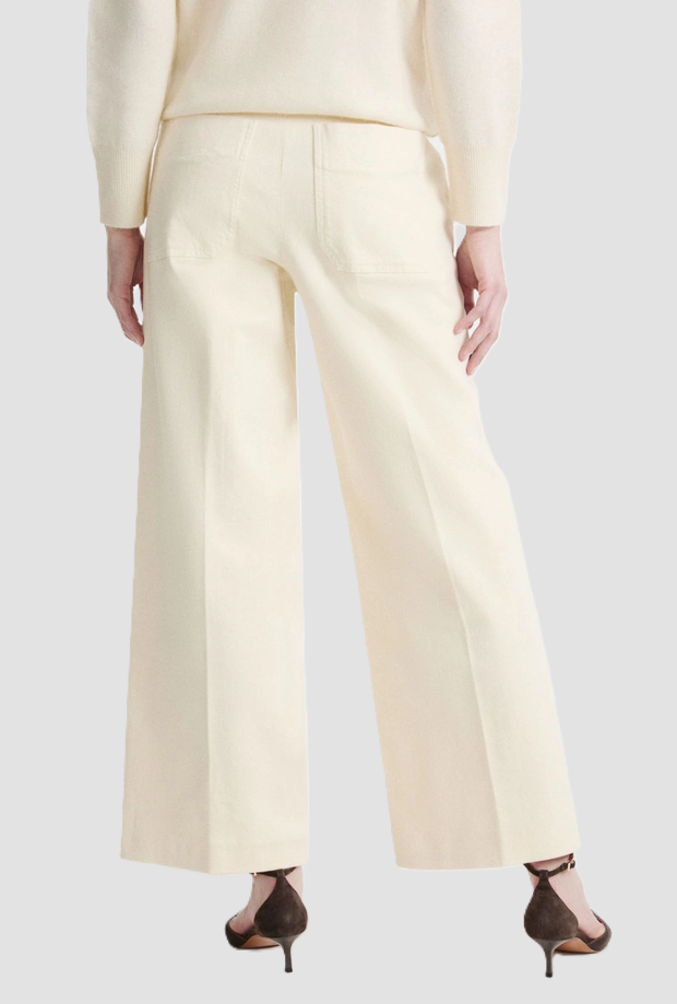 wide leg trousers with belt woman cream