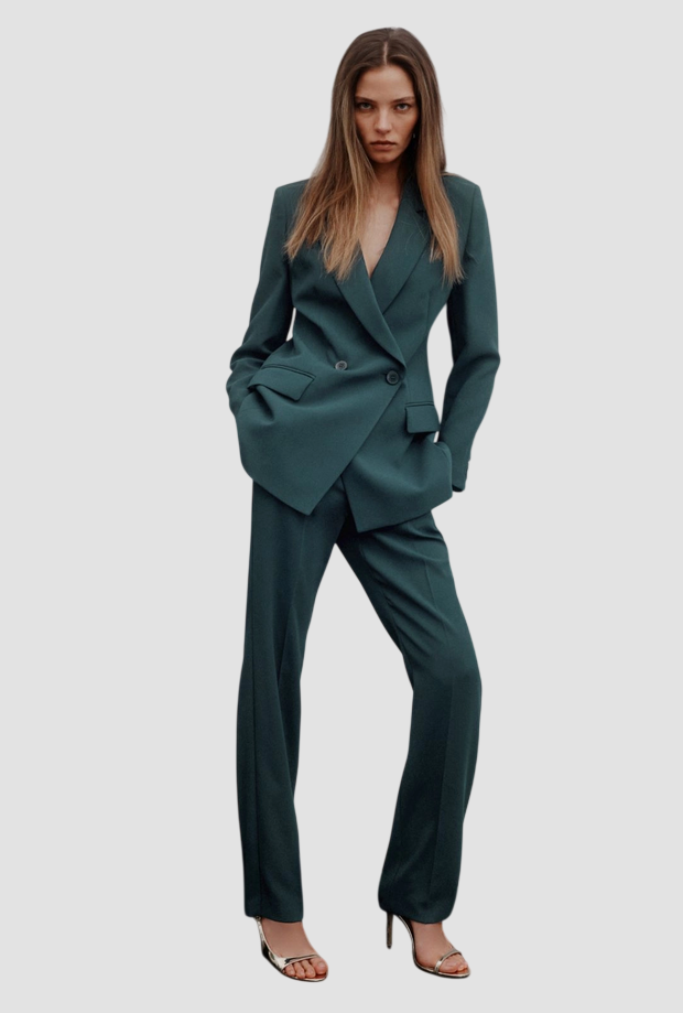 pantalones de pierna recta mujer pavo azul