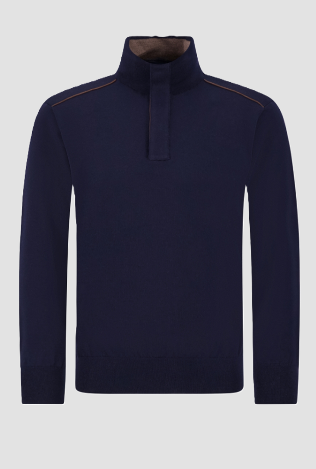 pullover mezza zip uomo navy blue