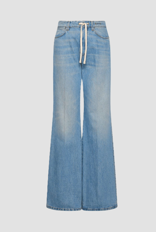 jeans large jambe avec cordon bleu