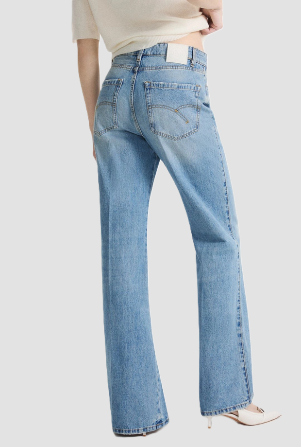 jeans large jambe avec cordon bleu