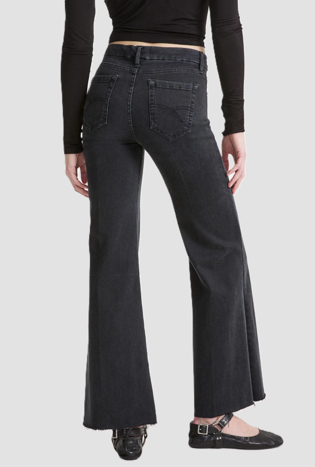 vaqueros ancho pierna mujer negro