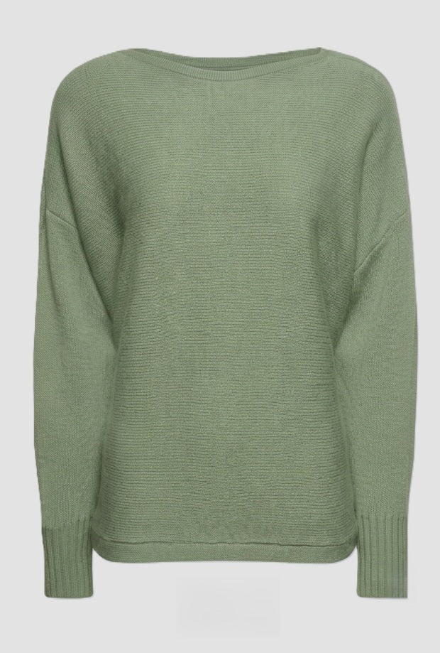 maglia con scollo a barchetta donna verde