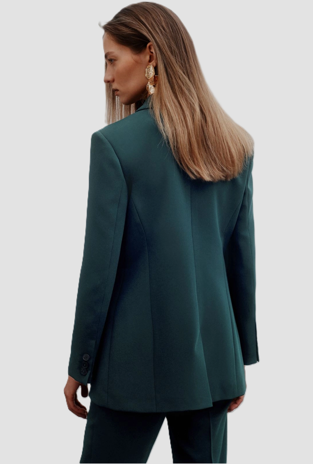Doppel-Brustjacke Frau blau Pfau