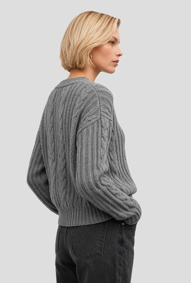 sweater with strass woman grey