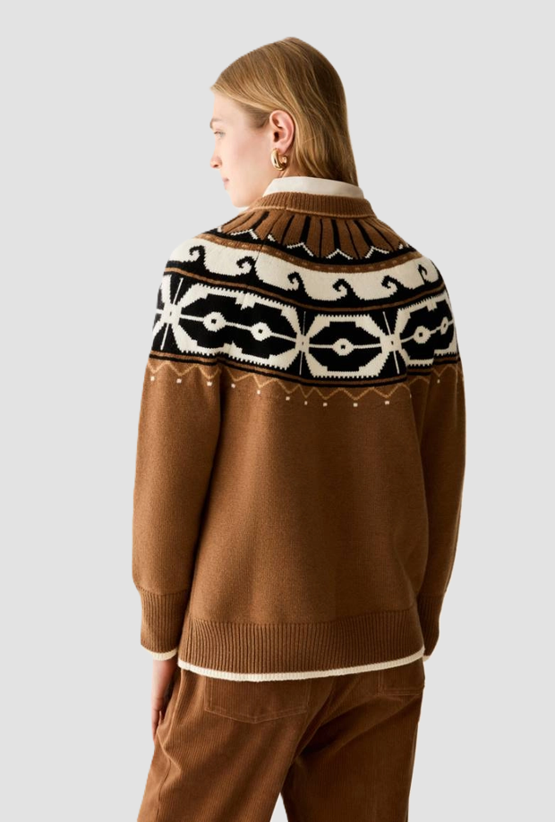 mesh in blend of wool woman tobacco