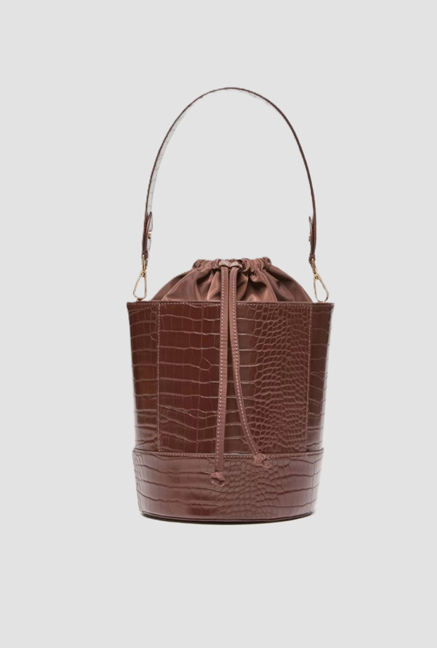 bucket bag woman moron head