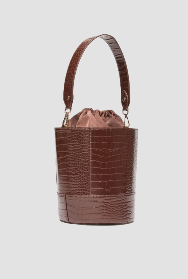 bucket bag woman moron head