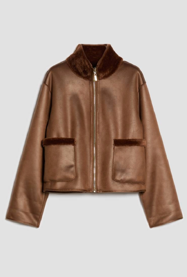 Jacke in reversible ecopelliccia Frau Tabak
