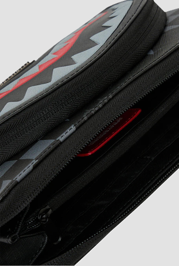marsupio a scacchiera unisex nero-grigio