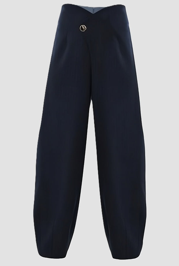 pantalones con cintura asimétrica mujer noche azul