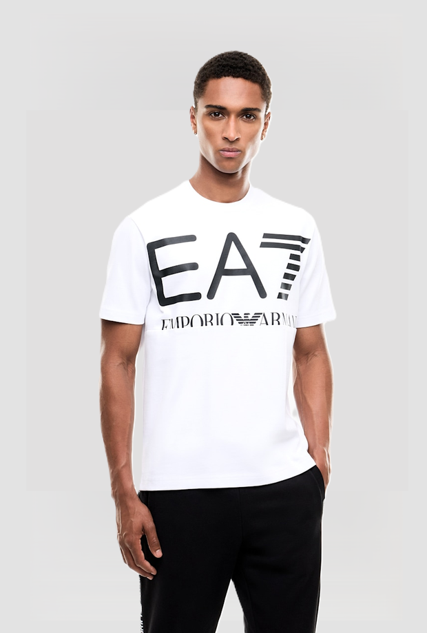 t-shirt con logo frontale da uomo bianco