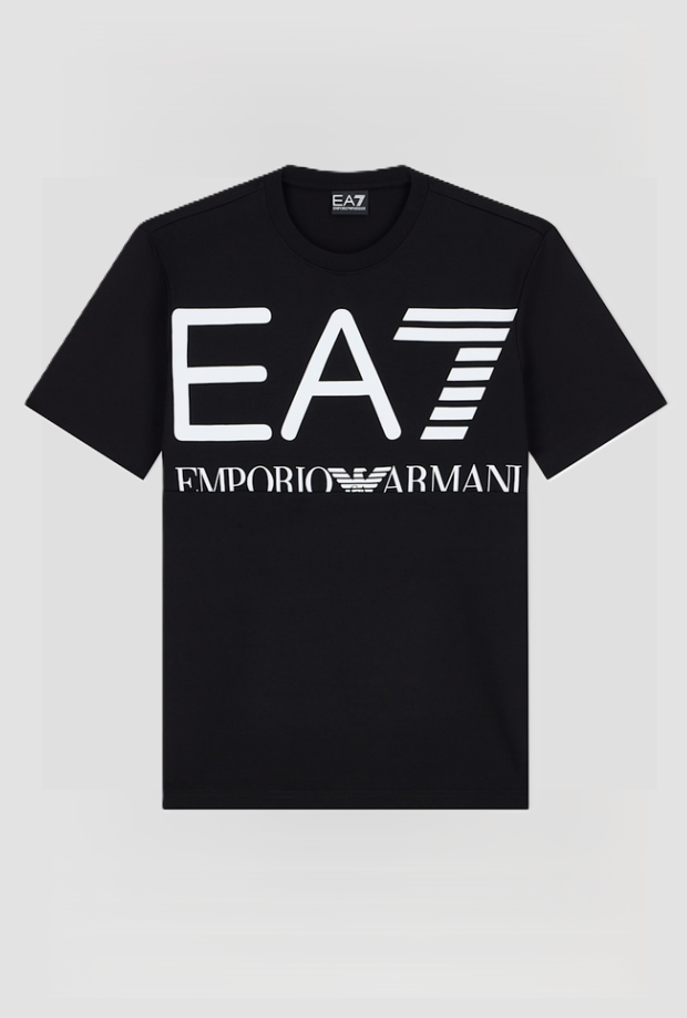 camiseta con logo delantero negro hombre