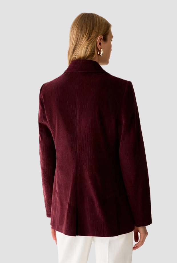 veste double-breasted en velouté bordeaux femme