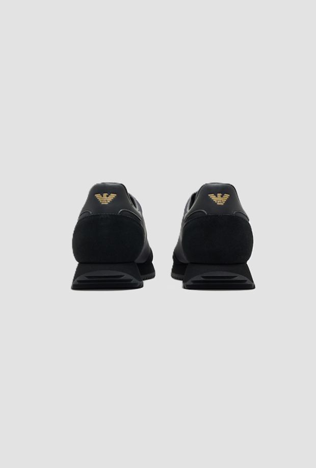 shoes with maxi logo in black gold