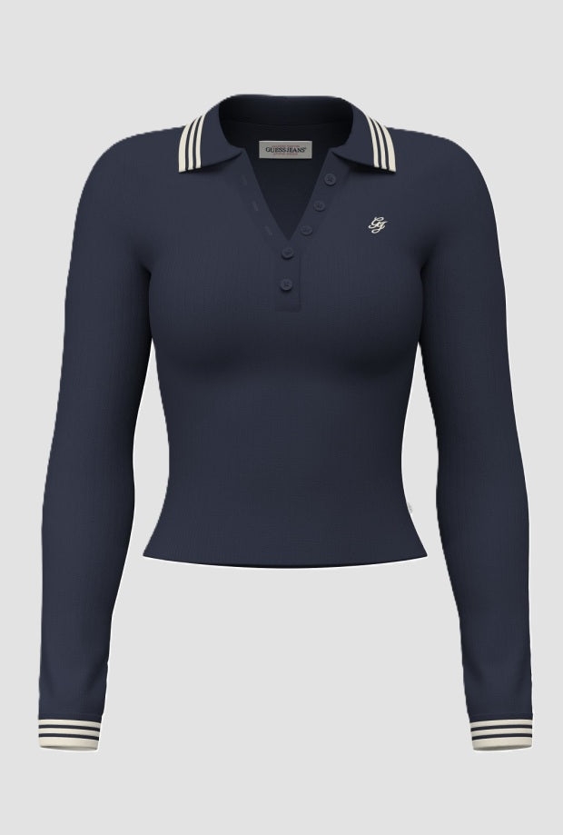 polo con detalles mujer azul marino