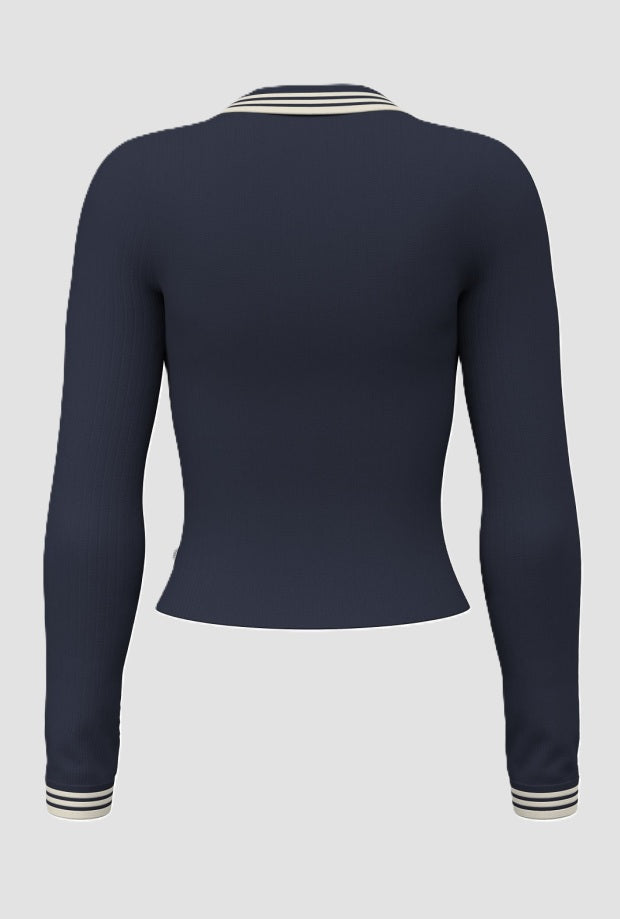 polo con detalles mujer azul marino