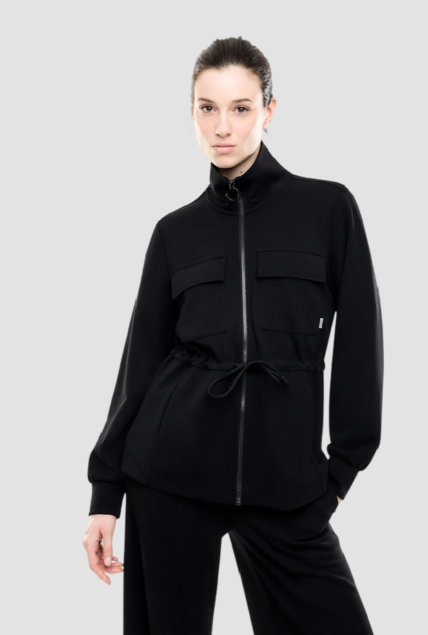 Mujer sudadera con cremallera negra