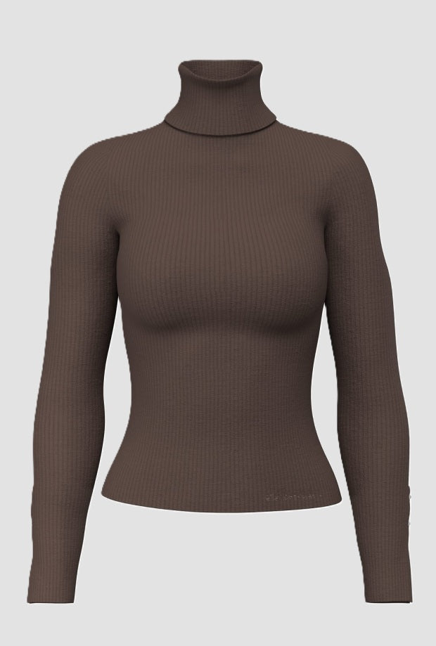 maglia a collo alto marrone scuro