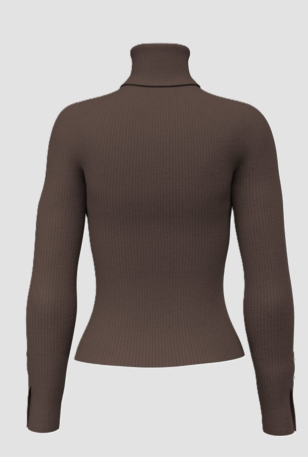 maglia a collo alto marrone scuro